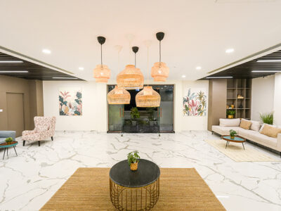 Welcoming hotel lobby and reception at Casa Hotel & Suites